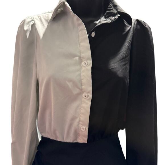 Pretty Little Thing Monochrome Contrast Detail Long Sleeve Shirt Dress Size 0 - Picture 5 of 11